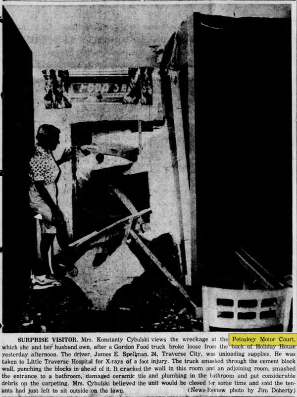Petoskey Motel (Superior Motel, Petoskey Motor Court) - Aug 1959 Truck Smashes Into Building (newer photo)